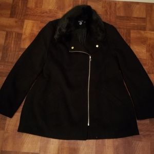 *BUY 2  GET 1 FREE*Boohoo Pea Coat with Fur Collar